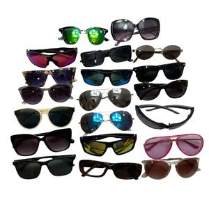 Lot Of 20 Mixed Brand Sunglasses Lot Unisex OS Multi Aviator Sport Bundle